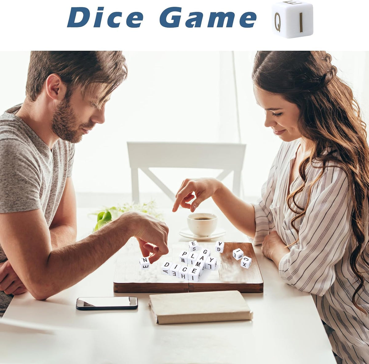 Crossword dice game with 15 acrylic letter dice and canvas pouch - view 4