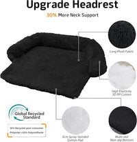 GGIB Calming Dog Bed Fluffy Plush Dog Mat for Furniture Protector with Removable Washable Cover for Large Medium Small Dogs and Cats (Extra Large (53x39.3x6), Black)