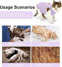 Cat Recovery Suit, Surgical Recovery Clothes for Abdominal Wound or Skin Disease, Cats Onesie After Surgery and Spay, E-Collar Alternative Pajama Suit (Purple, Medium)