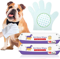 Dog Cleaning Gloves Wipes 15pcs Deodorizing Disposable Pet Grooming - 30pcs