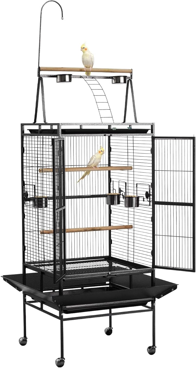 VEVOR Bird Cage, Flat Top - Black / 32.7"L x 31.1"W x 82.7"H