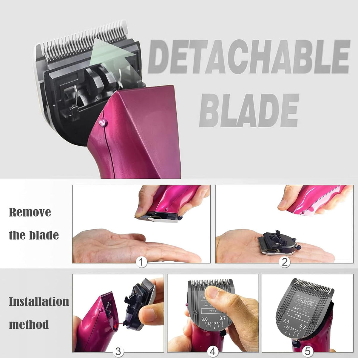 3Pack 5 in 1 Blades Dog Grooming Blade Compatible with Wahl Bravura - BLACK/3PC - image 3