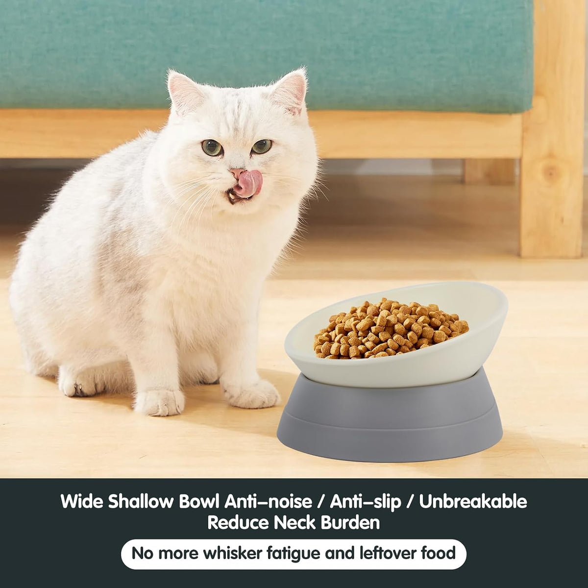 Bulldog Bowl Anti-Slip Dog Cat Dish Detachable Rubber Dog Bowl Pet - Grey / 2 Cup ( Small/Medium Dog ) - image 2