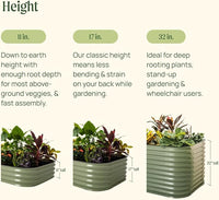 Vego garden Aluzinc Raised Garden Bed Kits, 11" Tall 6 in 1 Modular Metal Raised Planter Bed for Vegetables Flowers Patio Ground Planter Box-British Green