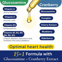 Advanced 15-in-1 Multivitamin for Dogs & Cats - Premium Liquid Supplement with Glucosamine, Vitamin B Complex and Cranberry for Joint, Digestive, Skin, Immune & UTI Support - 2.0 Fl Oz - Made in USA