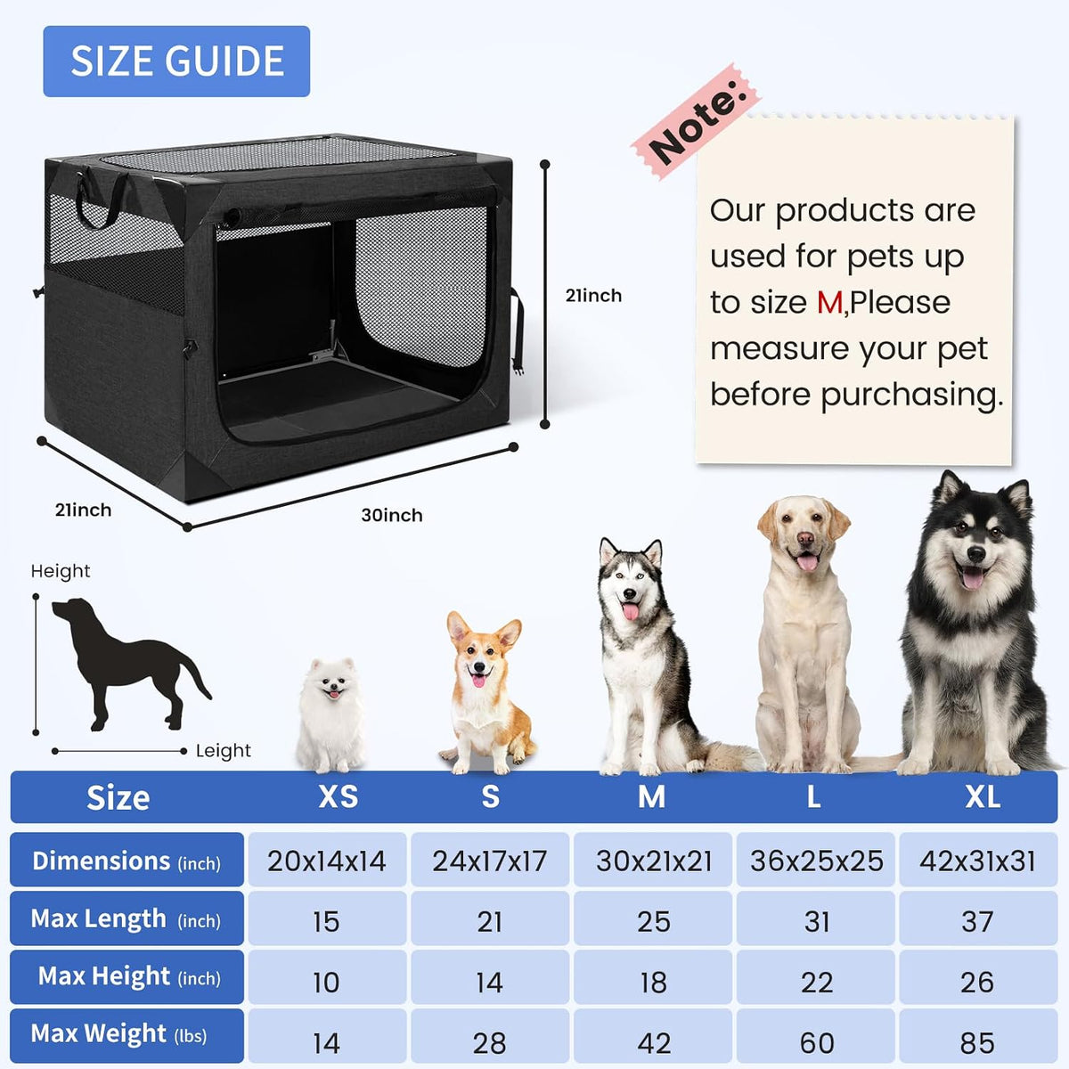 Dog Crate, Portable and Foldable Design of Dog Cage - Dark Grey / 30.0"L x 21.0"W x 21.0"H - image 2