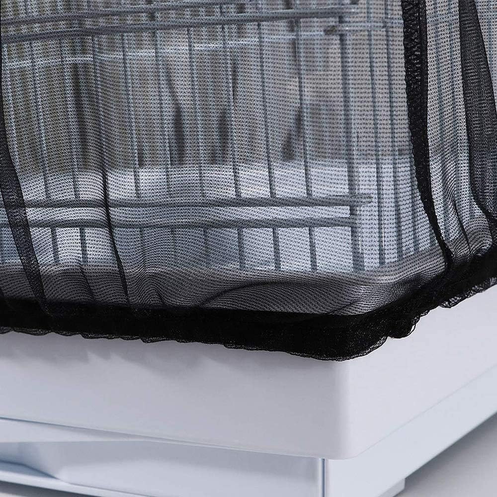 Bird Cage Seed Catcher, Airy Gauze Bird Cage Cover Seeds Guard Dust-Proof Universal Birdcage - Black + White / X-Large - image 3