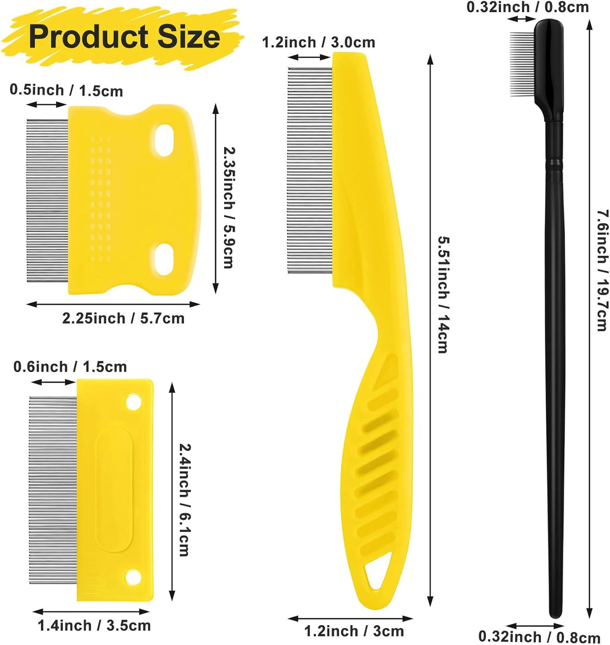 5 Pieces Dog Eye Combs Tear Stain Remover Combs Pet Grooming Comb - Black,Yellow - image 2