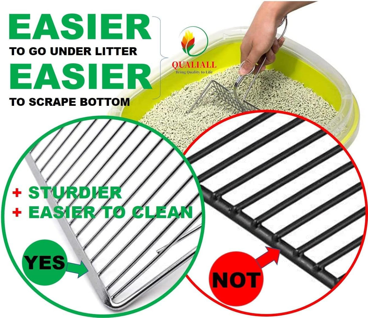 Qualiall All Metal Litter Scoop, Solid Metal Sifter - image 2