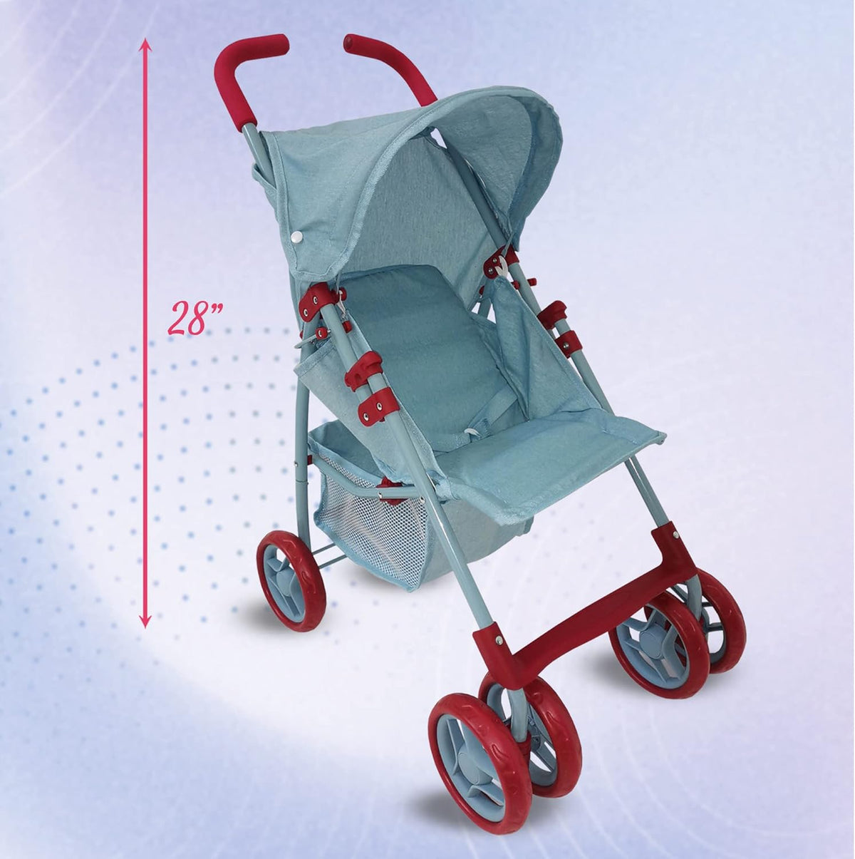 Baby Doll Stroller for Toddler Girls & Big Kids up to 8 Years Old - Light Denim - image 3