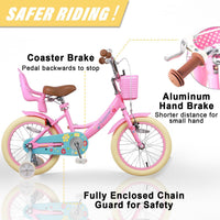 Glerc Maggie Girls Bike, 12-20 Inch Kids Bike for 2-13 Years Old Children, Princess Style Kids - Pink / 16 Inch - image 3