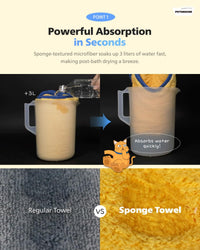 Ultra Absorbent Pet Towel, Quick-Drying - Yellow / Large (Pack of 2)