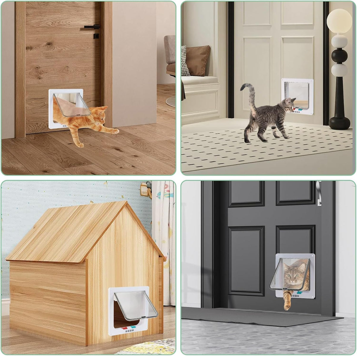 Cat Door for Interior/Exterior Doors and Walls – Essentials for Cats - White / Large - image 3