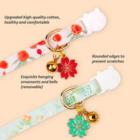 2 Pack Cotton Cat Collar Pink Strawberrie White Heart Cute Kitten - Green&Red - image 2