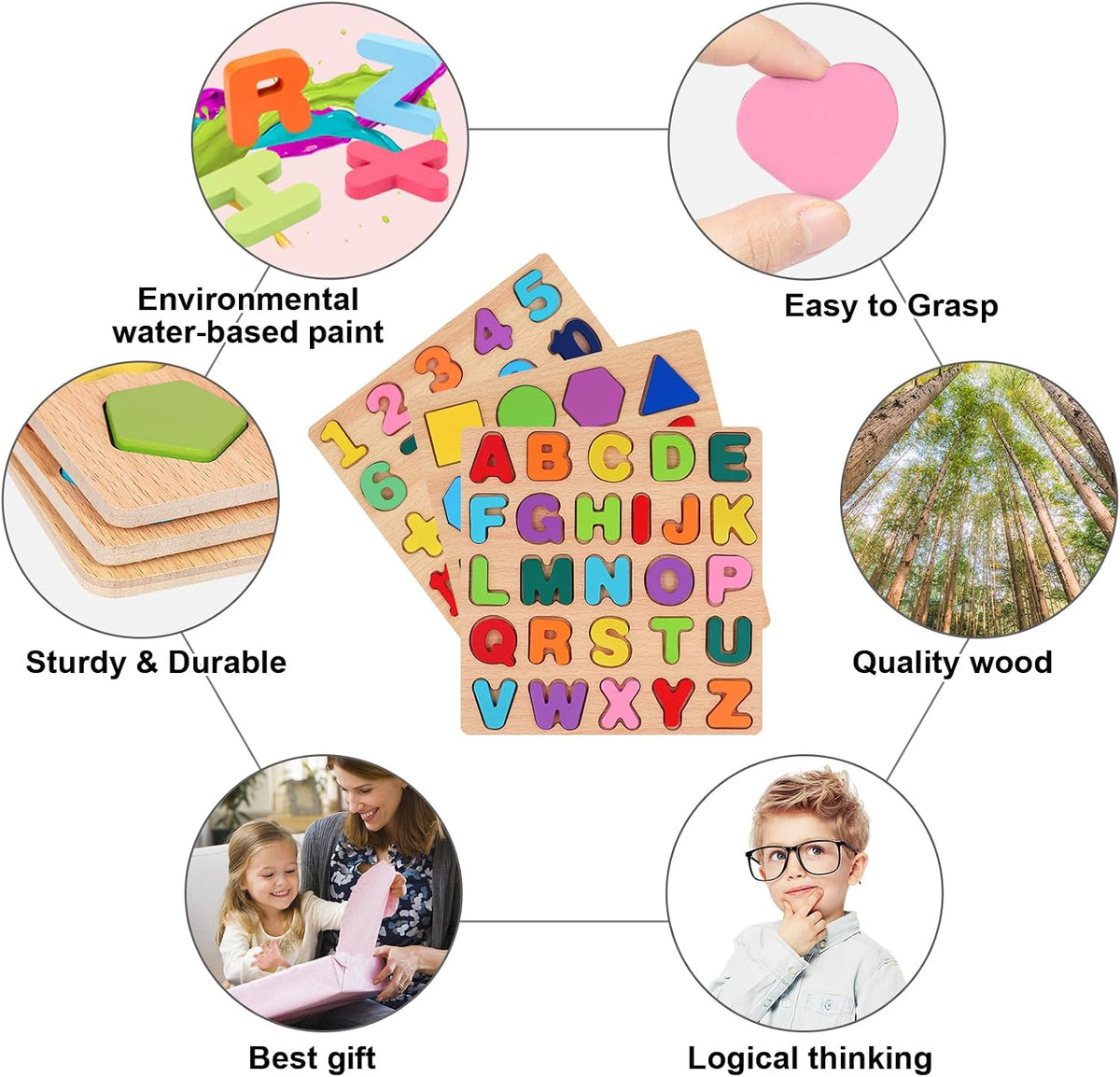Attmu Wooden Puzzles for Toddlers - Multi / 3 PCS - image 4