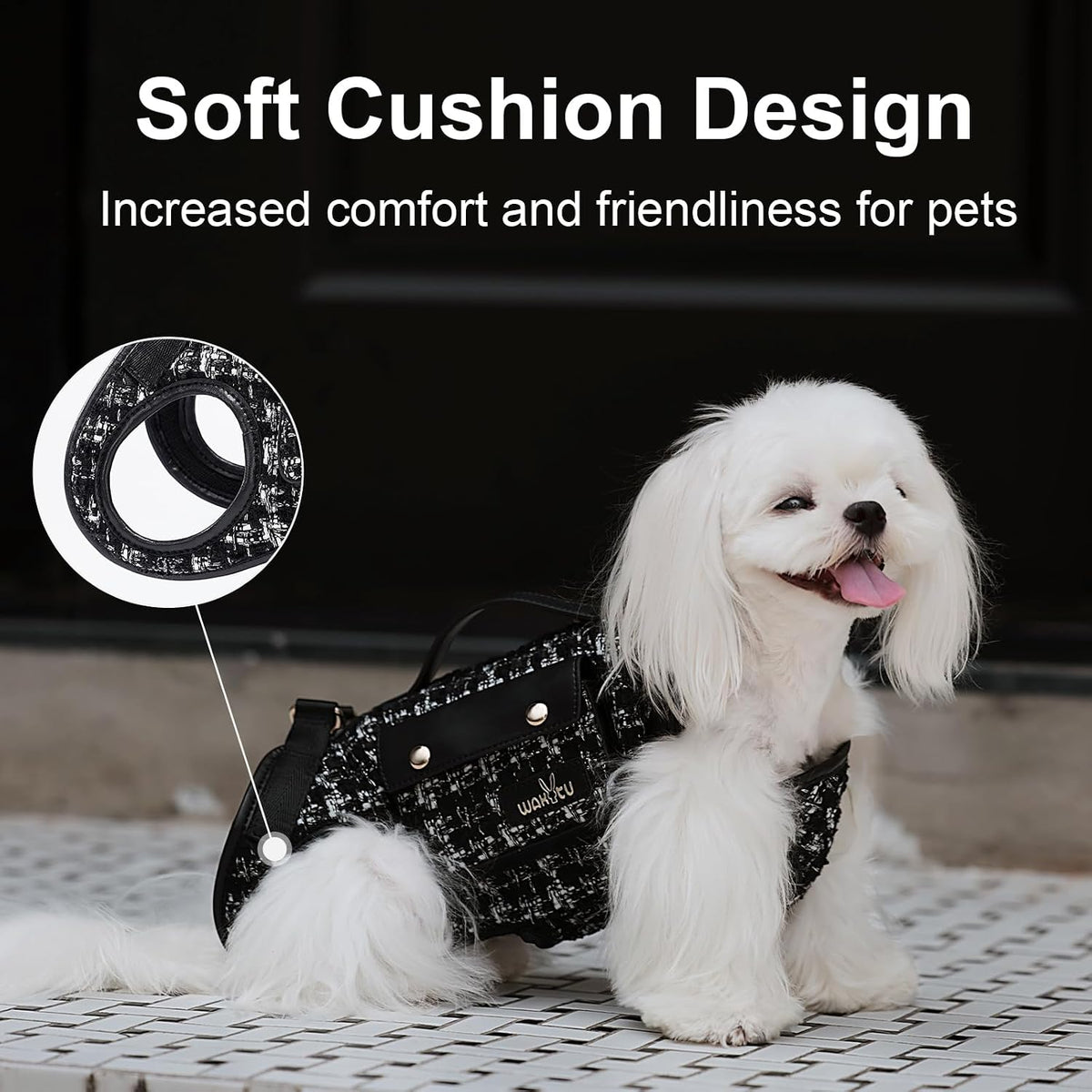 Wakytu Dog Lift Harness Dog Carrier Sling for Small Dogs & Cats - X-Small(2-5 LBS) / 2.0 Black - image 2