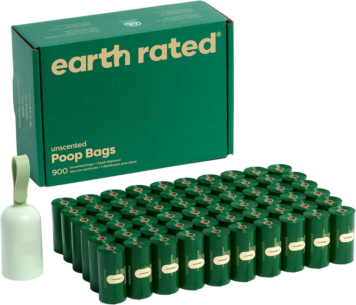Earth Rated Dog Poop Bag Holder & Leash Dispenser - 1 Dispenser, 900 Bags / Unscented