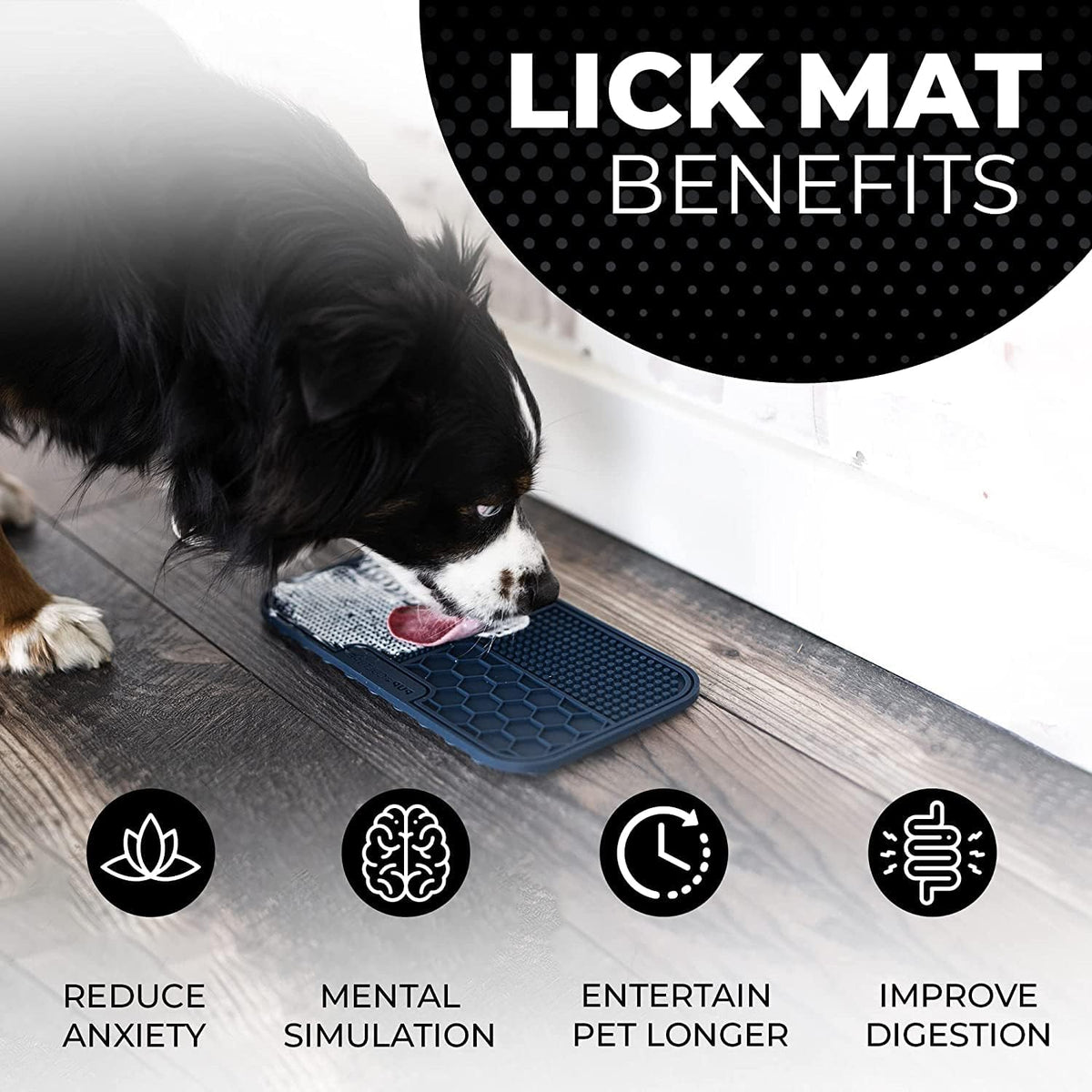 Dog Lick Mat for Dogs, Feeding Pad for Anxious Pets Plus 4 Different Puzzles for Mental Stimulation - 2 Pack / Navy - image 4