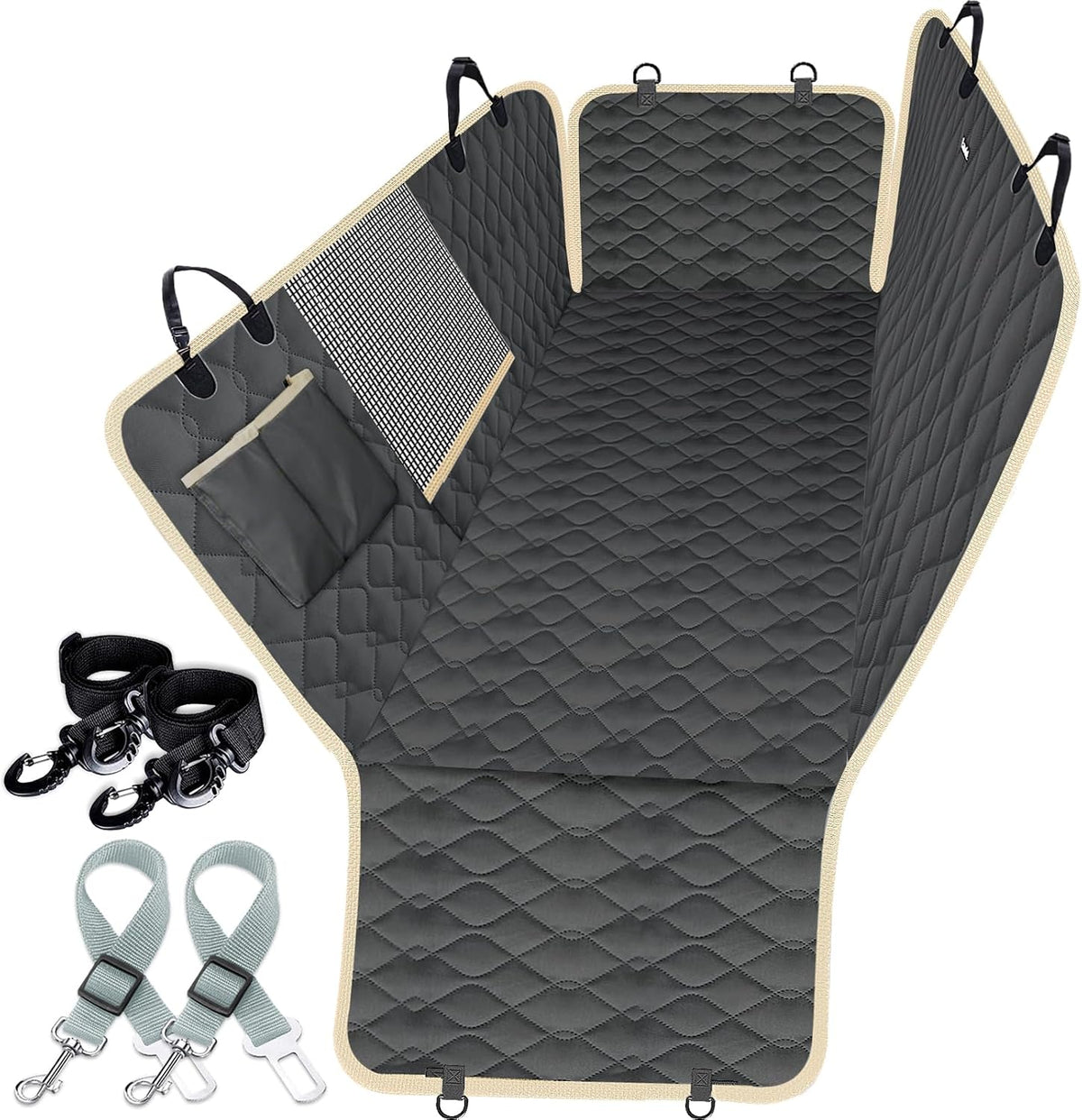 Lassie Dog Car Seat Covers for Back Seat with 2 Seat Belts - Black / Standard