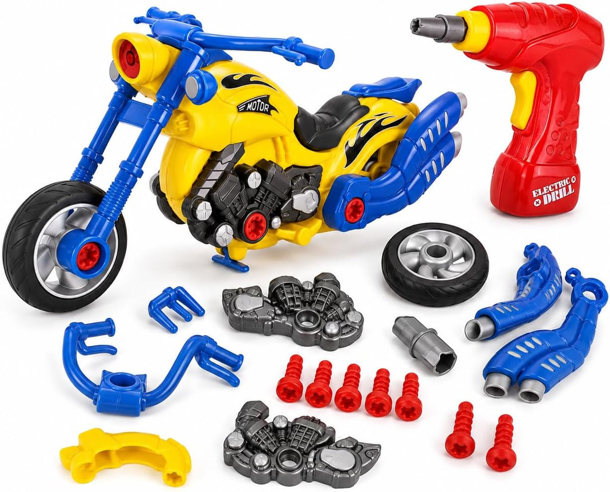 Take-Apart Motorcycle with Electric Drill, Lights - Motorcycle
