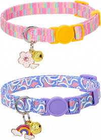 SOLMOONY Cute Cat Collar for Girl Boy - Purple Pink