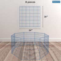 30 Tall Dog Blue Playpen Crate Fence Pet Kennel Play Pen Exercise Cage -8 Panel