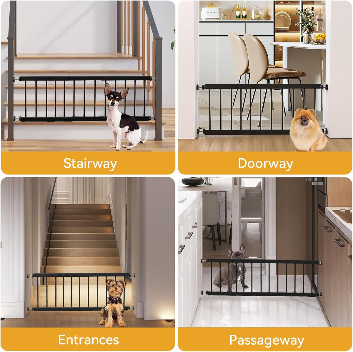 Dog Gate Indoor,18"-45" Adjustable Extra Wide Metal Short Dog Gate to Step Over, 10" Tall Small Pet - 18-45''W*18''H / Black - image 3