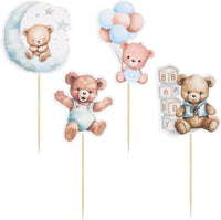 Gyufise 36Pcs Baby Shower Bear Cupcake Toppers Moon Baby Bear Baby - Blue - image 3