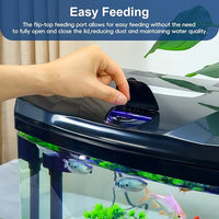 4 Gallon Glass Aquarium Starter Kit with Flip-Top Feeding Port for Betta Fish: Crystal Clear 360° Viewing, Eco-Cycle Filtration, Air Pump, and LED Lighting