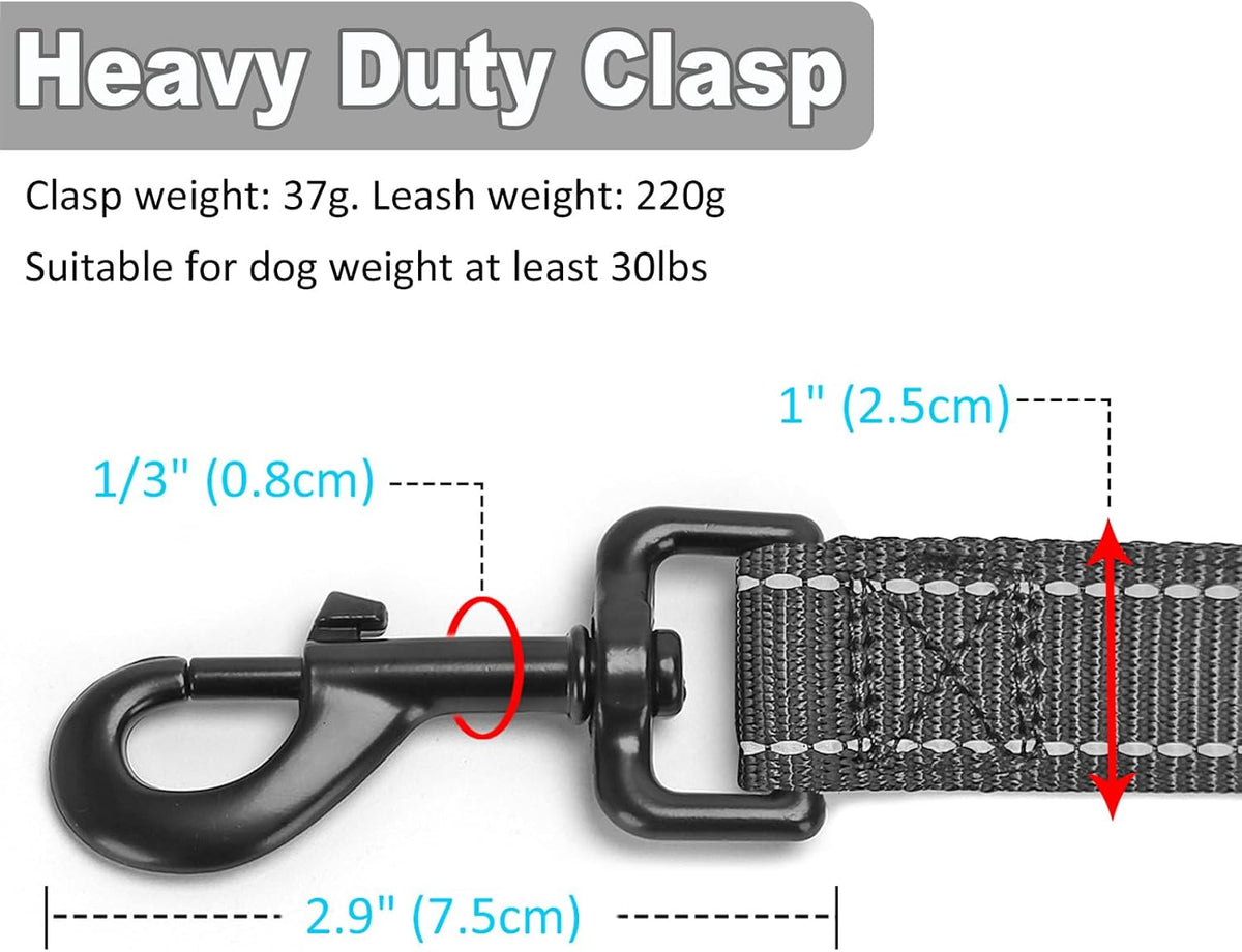 3 Handle Dog Leash 10FT Triple Handle Reflective Large Medium Dogs – Essentials for Dogs - Black - image 2