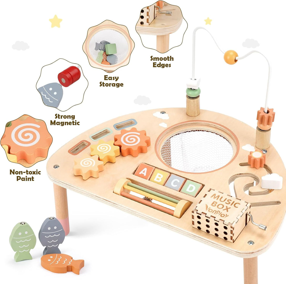 Vanplay 8 in 1 Wooden Activity Table - 8-In-1 Neutral Colors - image 4