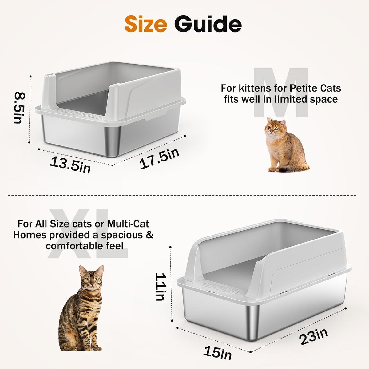 2PACK Stainless Steel Litter Box - Silver Grey / M - image 2
