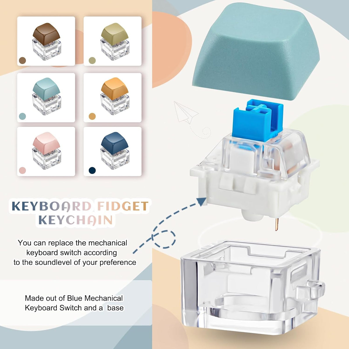 6 Pcs Keyboard Fidget Toy Keyboard Fidget Keychain - Morandi / Classic / 6 - image 3