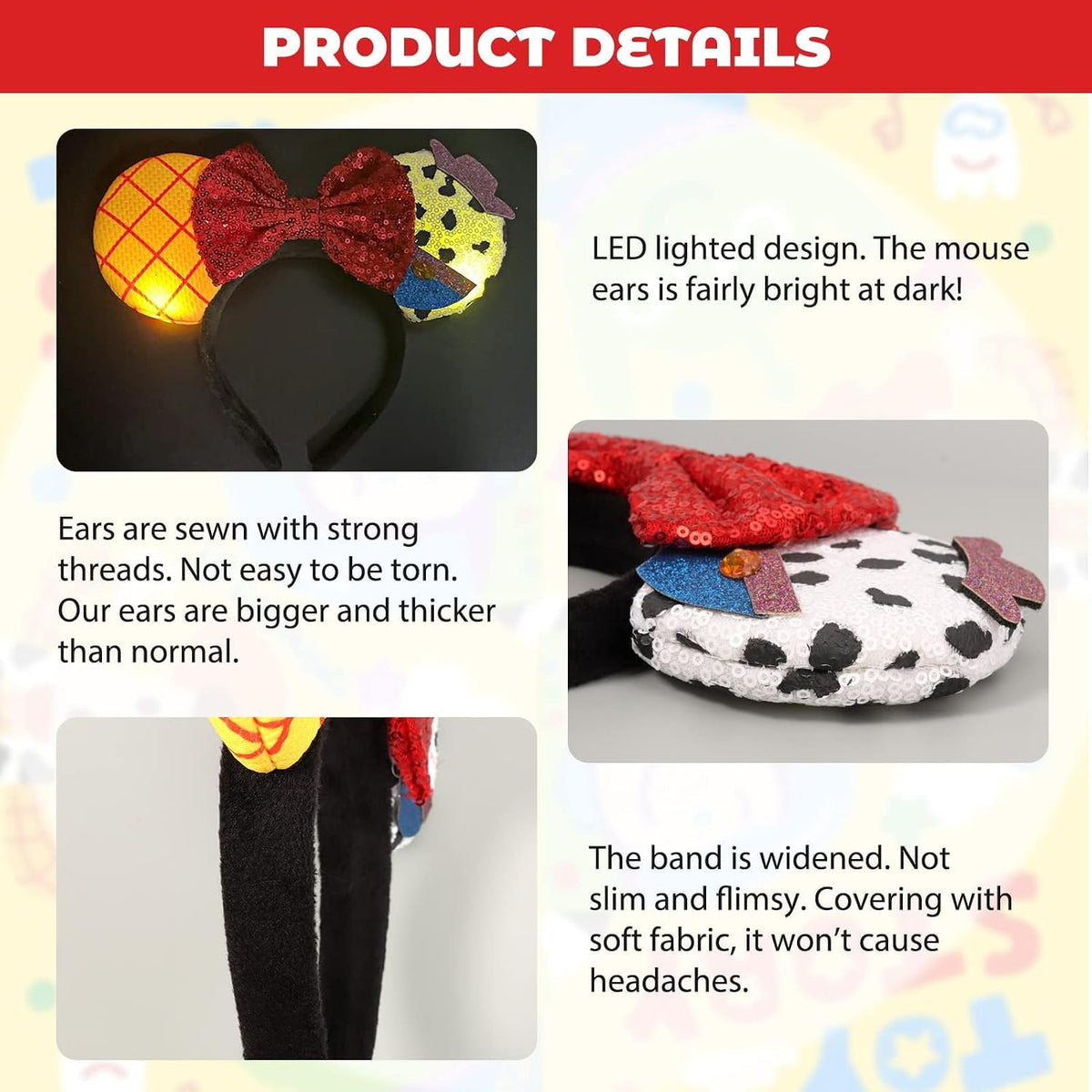 ETLUK Mouse Ears Headband - Yellow - image 3