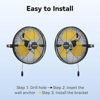 12 Inch Wall Fan Pro Series - Sealed Motor High Velocity Wall Mount Fans for Commercial, Residential, Warehouse, Covered Patio, Shop, Garage, Barn, Gazebo 3 Speed 2800 CFM UL Safety Listed