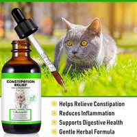 Cat Constipation Relief, Liquid Cat Laxative 60 ml, Cat Stool Softener Pet Herbal Supplements, Promotes Digestive Health, Roast Chicken Flavour, 2 fl oz