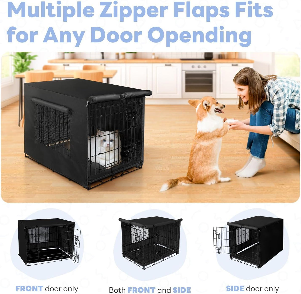 Dog Crate Cover, Kennel Covers Fit for 30 Inch Dogs Crate - Black (with window) / 36 Inch - image 2