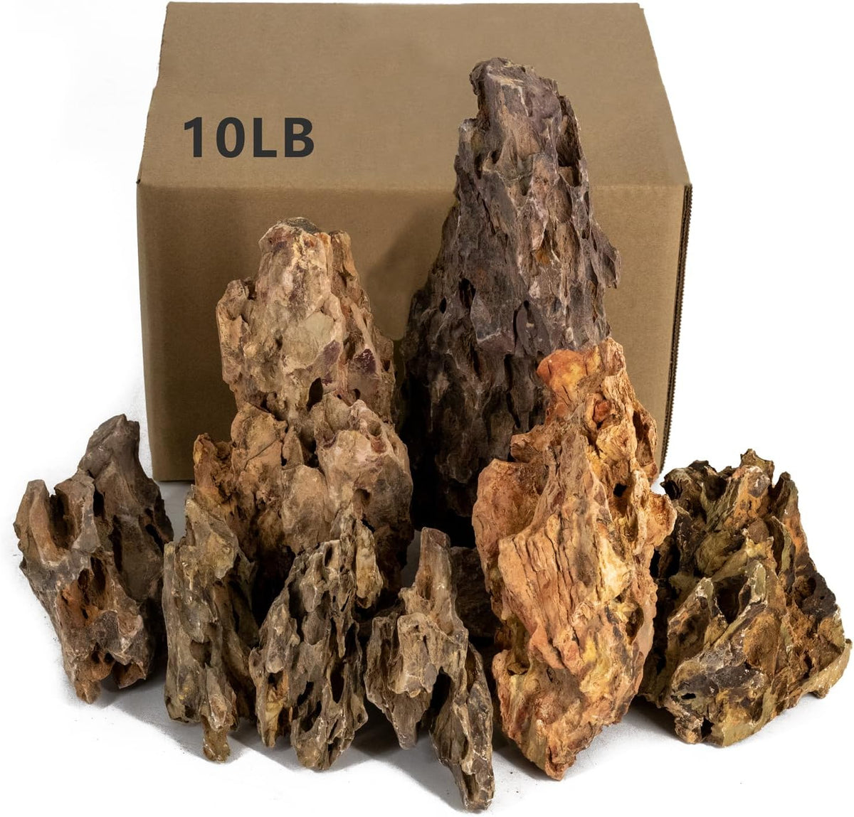 Aquarium Rocks Seiryu Stones Natural Hardscape Stone for Aquariums - Dragon Stone / 10Lb (2-7 inch)