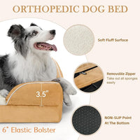 Comfort Expression Small Dog Beds Waterproof Orthopedic Foam Dog Sofa Beds for Medium Dogs Comfy Pet Bed with Washable Removable Cover & Non-Slip Bottom(Small,Khaki)