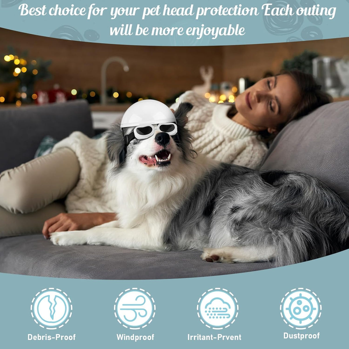 Frienda Dog Helmet and Goggles - L / White - image 4