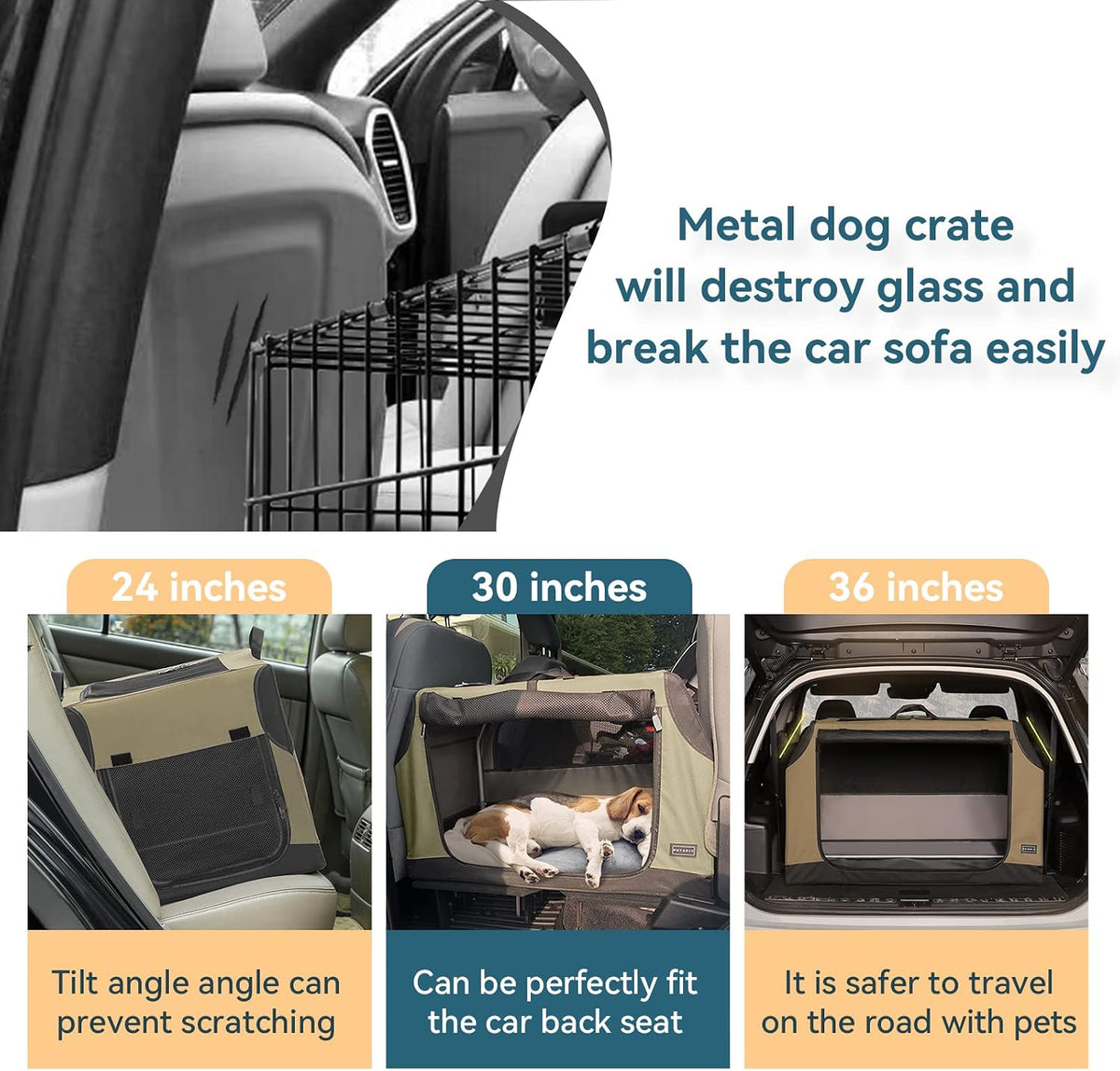 PETSFIT Dog Travel Crate, Soft Sided Dog Crate, Easy to Set Up - 30.0"L x 20.0"W x 19.0"H / Army Green - image 2