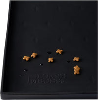 Leash Boss Dog Food Mat for Food and Water Bowls, Waterproof Silicone Pet Feeding Mat for Floors, Extra Tall Raised Edges, Cat and Dog Placemat for Floors, Dishwasher Safe (XXL: 30" x 22" - Black)