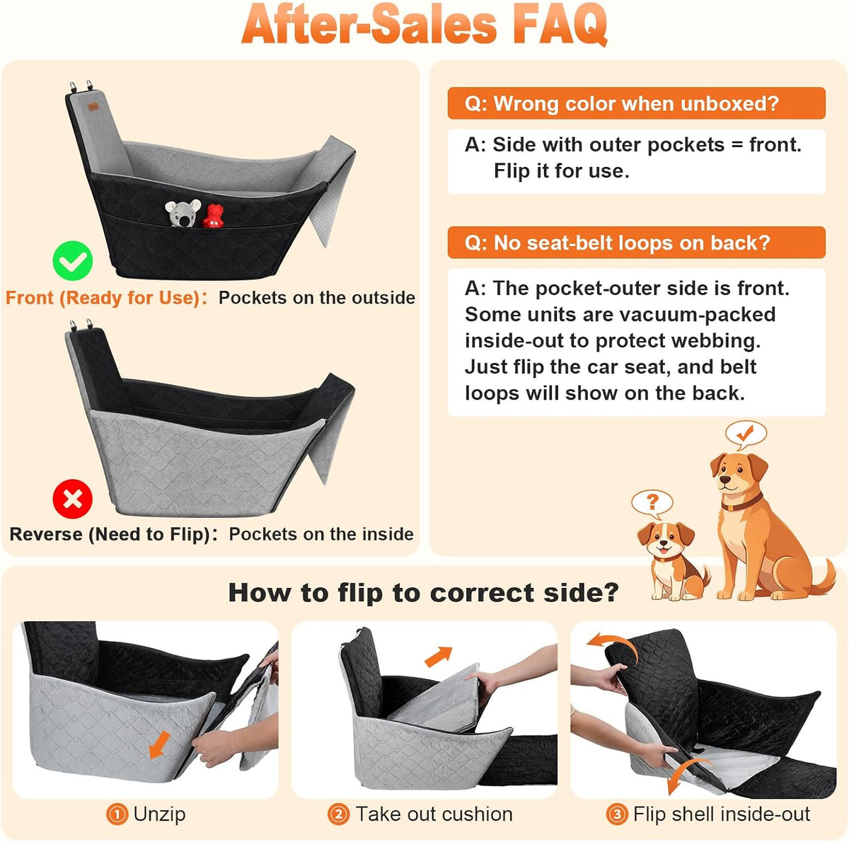 Elevated Dog Car Seat for Small and Medium Dogs Up to – Essentials for Dogs - Black & Gray / Single Seat - image 3