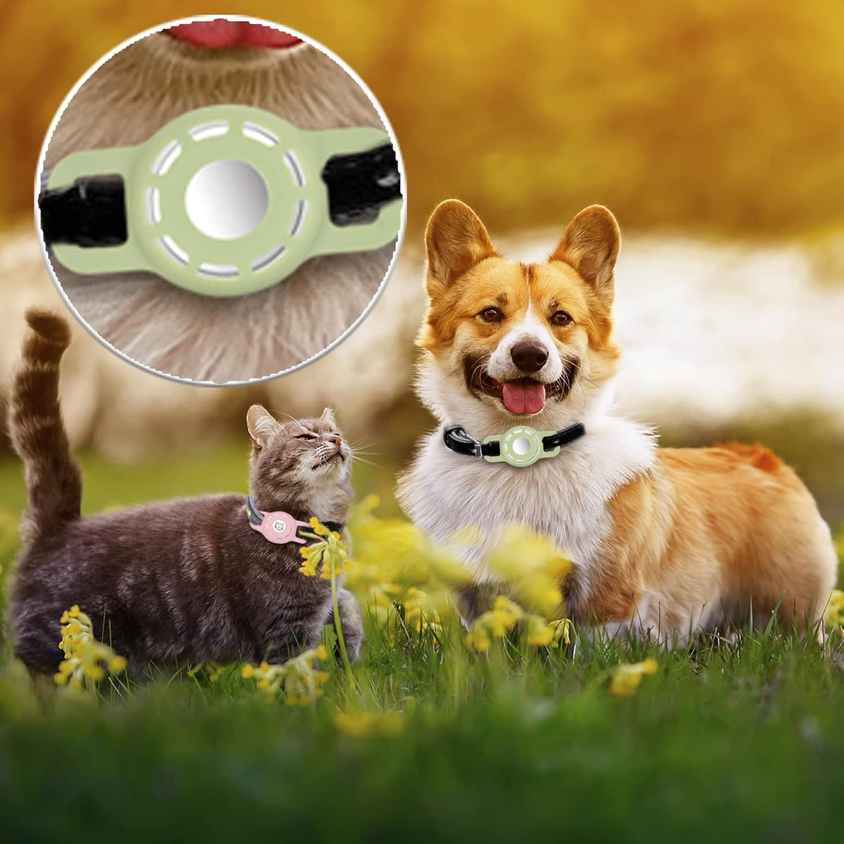 for Air tag Cat Collar Holder for Apple Air Tag - Ci-Pink+Avo_Green - image 2