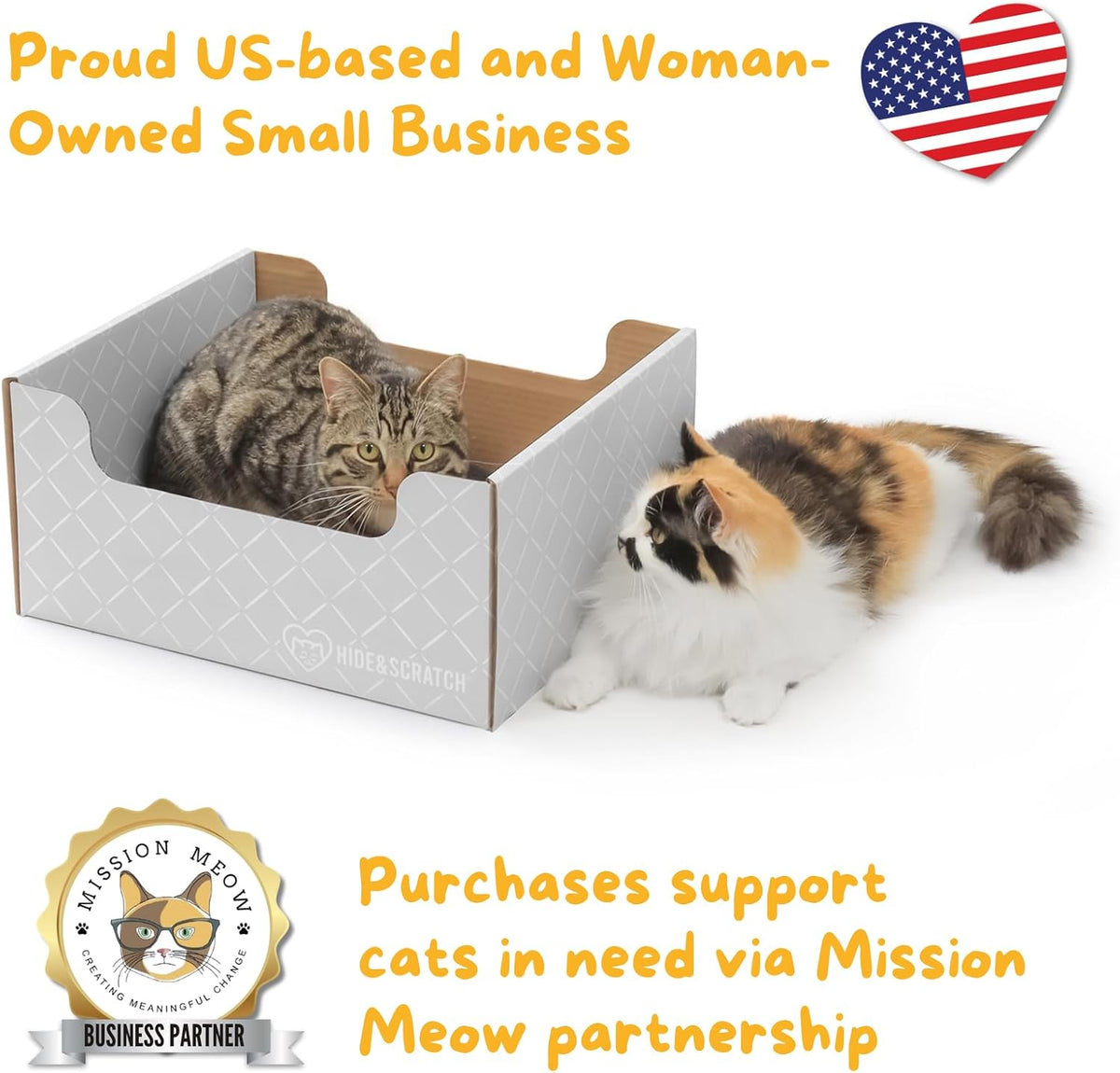 Hide & Scratch Cardboard Cat Scratcher Box & Bed Dark Grey Diamond Pad – Essentials for Cats - Light Grey Diamond - image 4