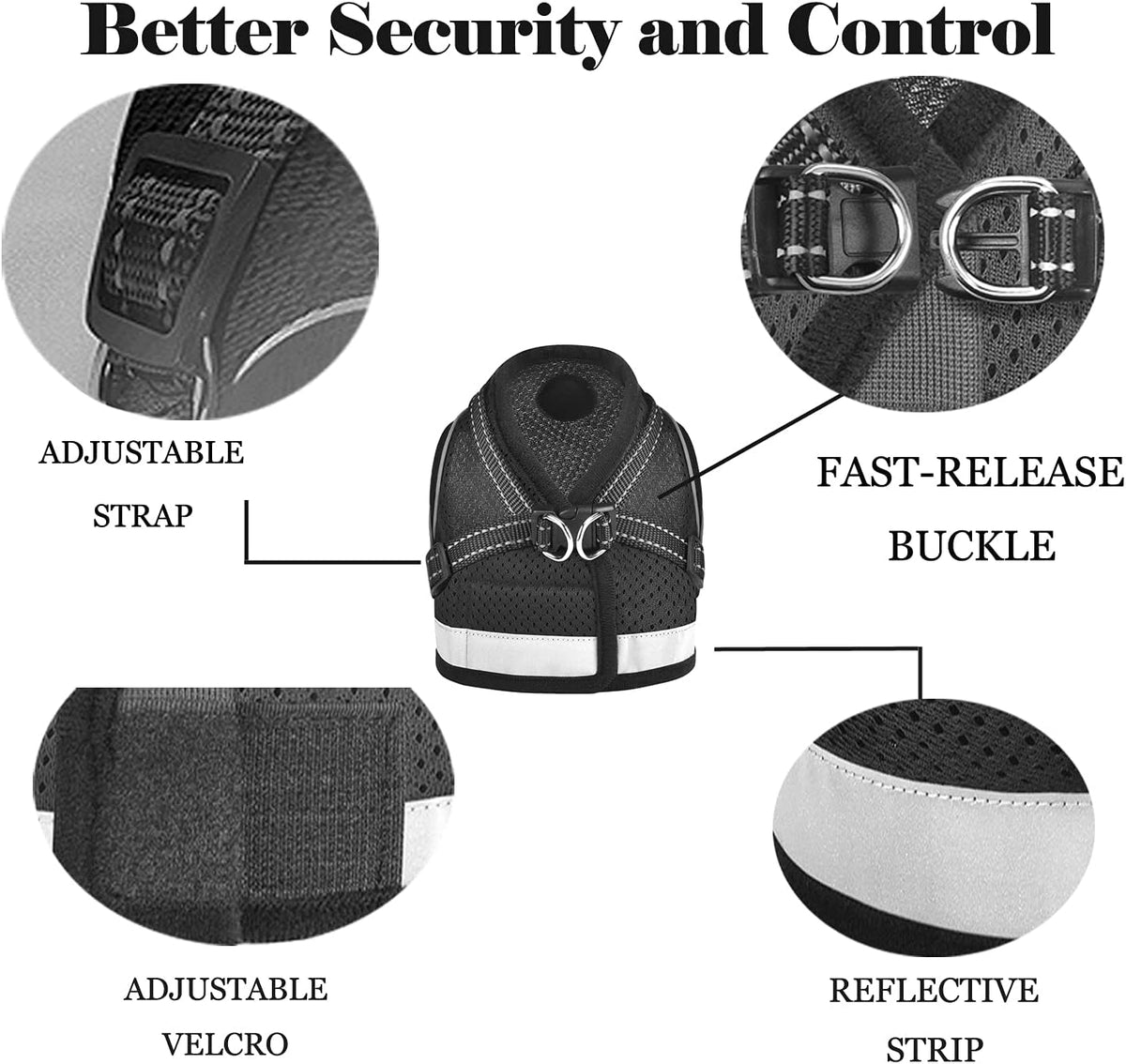 Cat Harness and Leash Set - Black / XS (Chest: 6" - 8") - image 3
