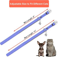 OOPSDOGGY Rolled Leather Cat Collar with Bell, Reflective Kitten Collars with Buckle Include Safety Elastic Strap - Adjustable Small Pet Collars for Boy Girl Cats (Lilac)