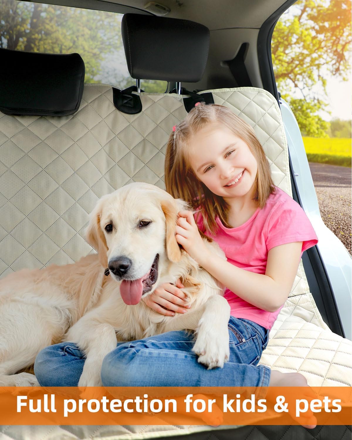 Waterproof Scratchproof Pet Bench Seat Covers for Cars, SUVs – Essentials for Dogs - beige / Medium-52"W - image 3