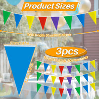 MAQIHAN 52.5 Ft Colorful Pennant Banner Flags - 5 Colours - 3PCS - image 2
