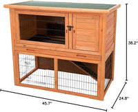 TRIXIE natura Outdoor Rabbit Hutch with Run - 2-Story Rabbit Cage with Non-Slip Ramp - Large Elevated Small Animal House with Secure Playpen, Hinged Roof & Pull-Out Tray - in Brown